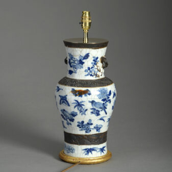 Chinese Blue and White Crackle Glazed Vase Lamp