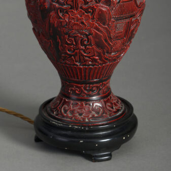 Red cinnabar lacquer vase lamp