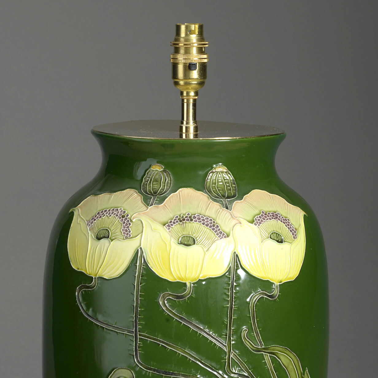 Late 19th Century Green Glazed Art Nouveau Period Vase Lamp