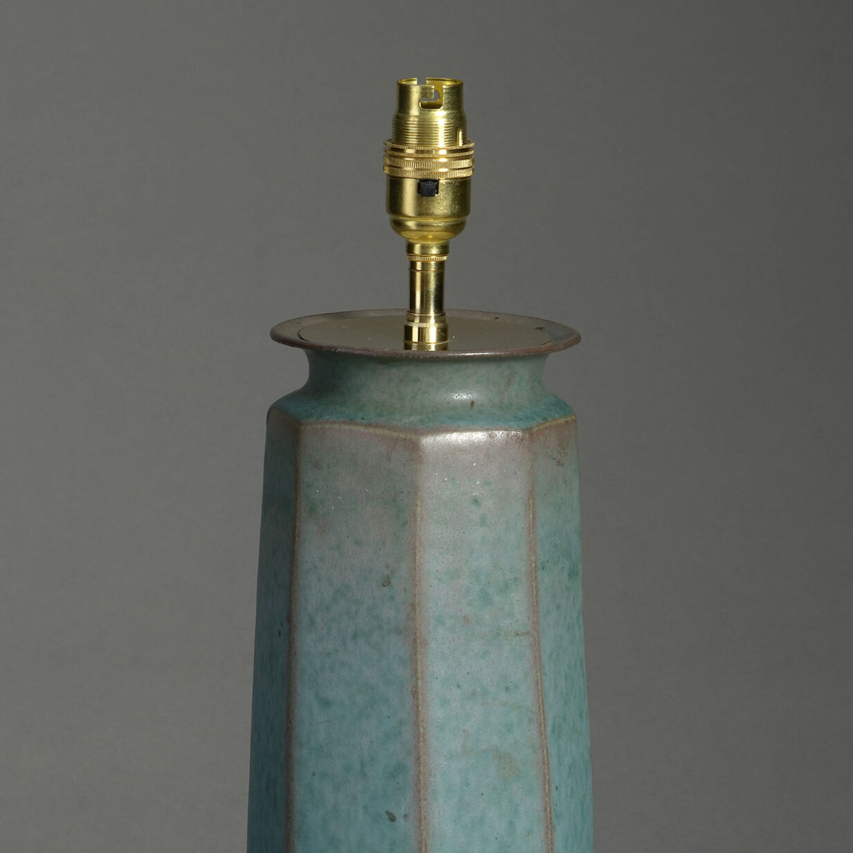 Mid-20th century green glazed pottery vase lamp
