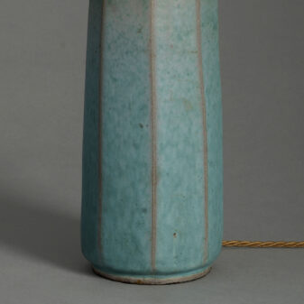 Green glazed faceted vase lamp