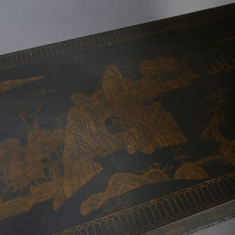 Late 19th century black japanned chinoiserie centre table