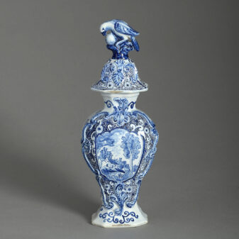 19th Century Blue & White Glazed Delft Pottery Garniture of Vase
