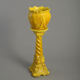 Rare 19th Century Yellow Glazed Minton Jardiniere and Stand