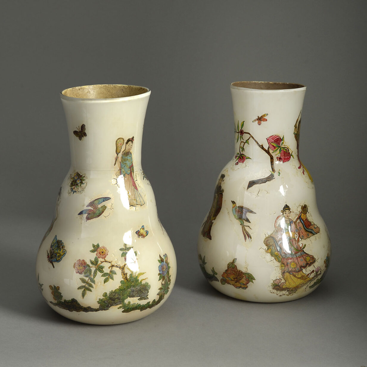 Pair of Decalcomania Vases