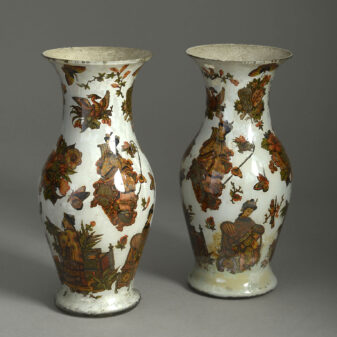 Pair of decalcomania vases