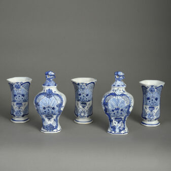 Garniture of Five Delft Vases