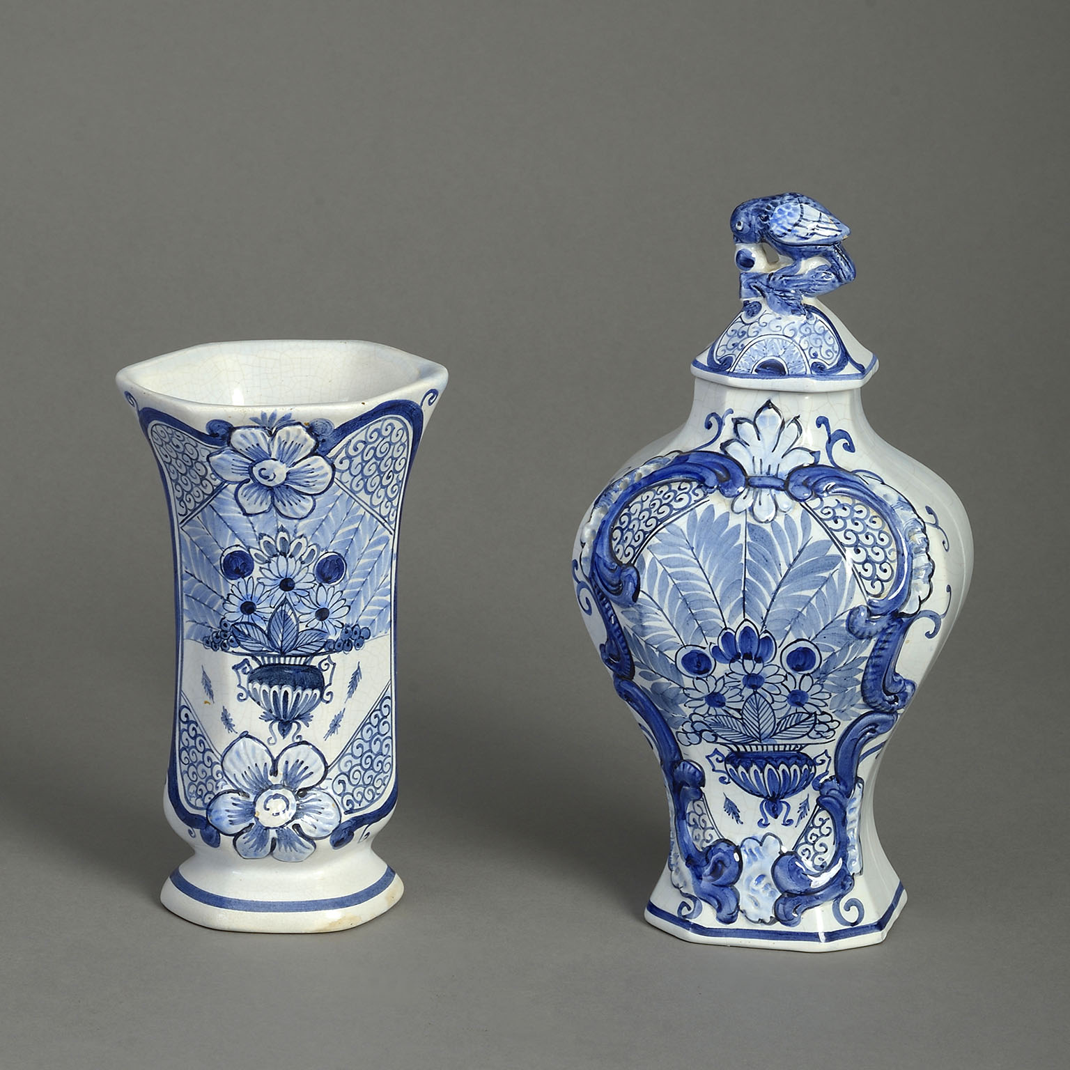 Garniture of five delft vases Garniture of five delft vases