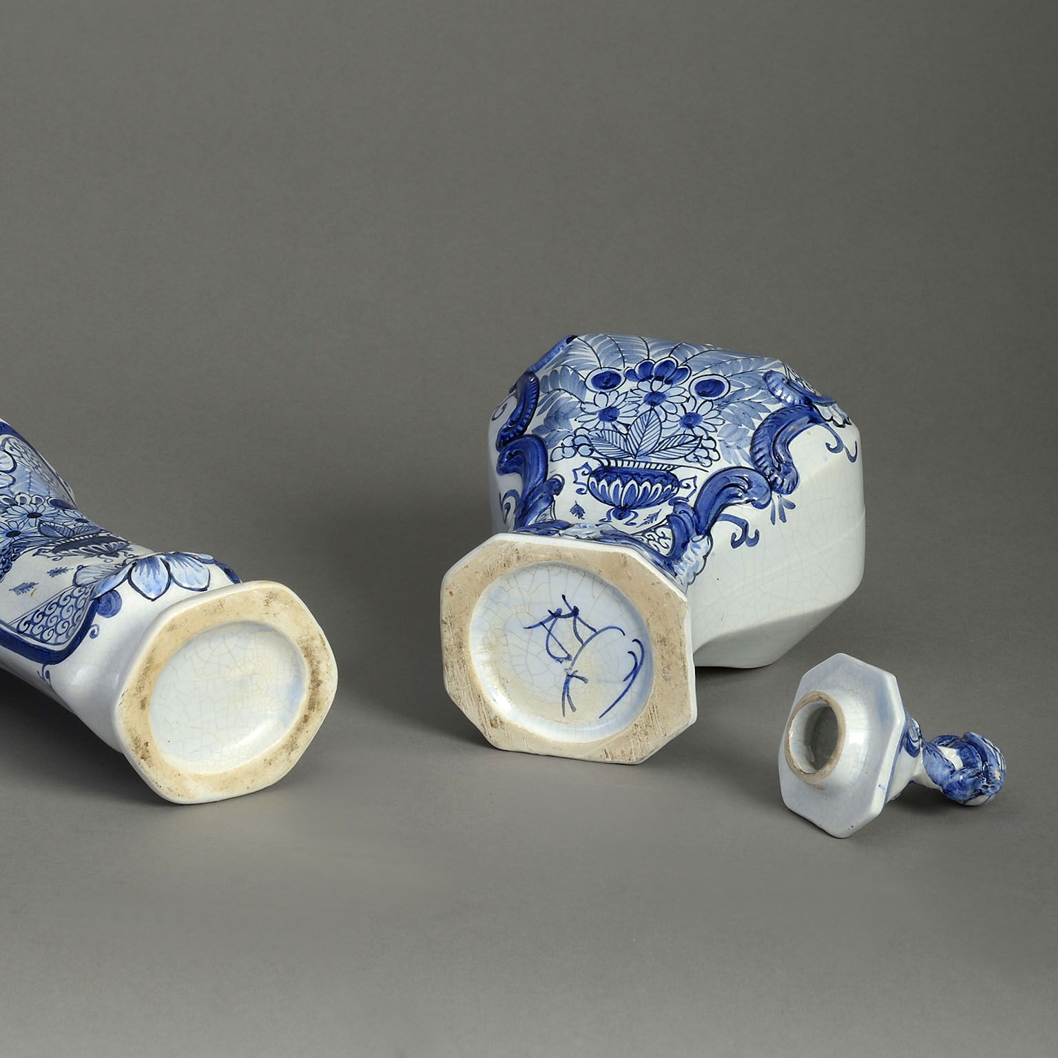 Garniture of five delft vases Garniture of five delft vases