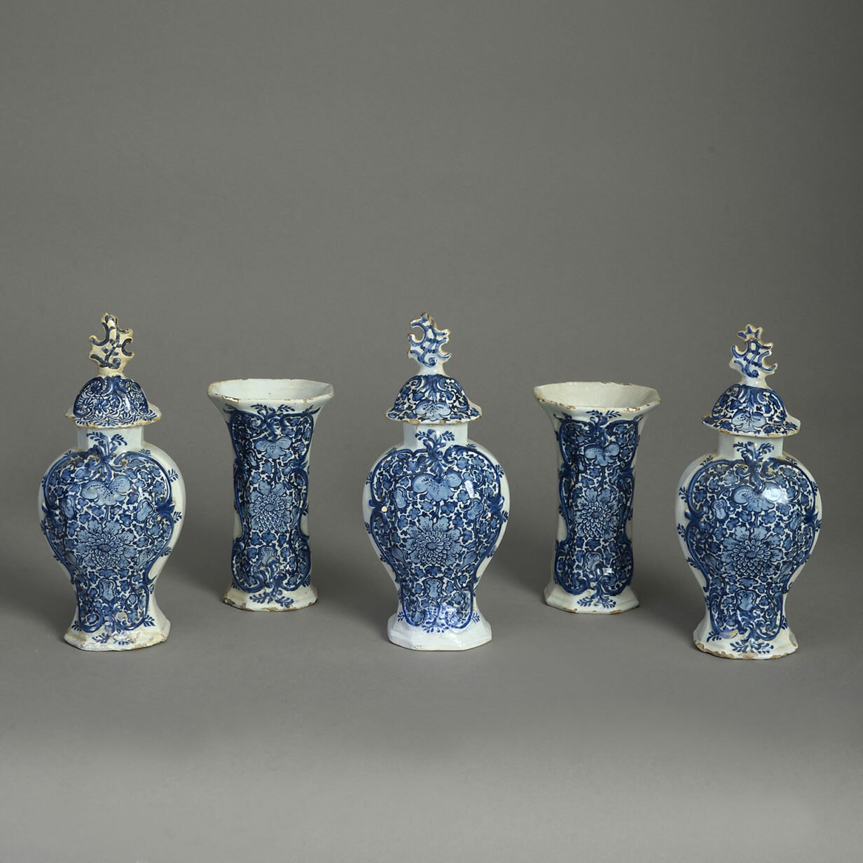 18th Century Blue and White Delft Garniture