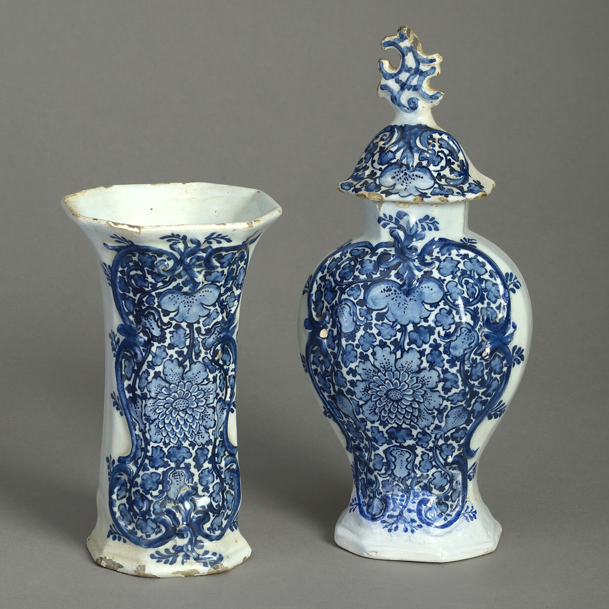 18th Century Blue and White Delft Garniture