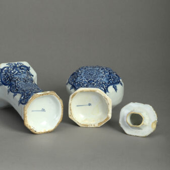 18th century blue and white delft garniture
