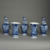 Delft Garniture of Blue and White Vases