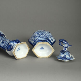 Delft Garniture of Blue and White Vases