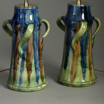 Pair of art nouveau vase lamps