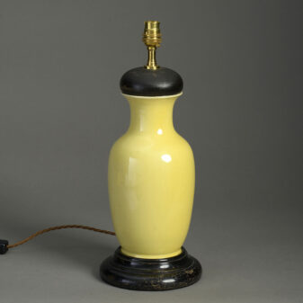 Yellow pottery vase lamp
