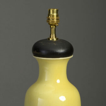 19th century yellow glazed pottery vase lamp