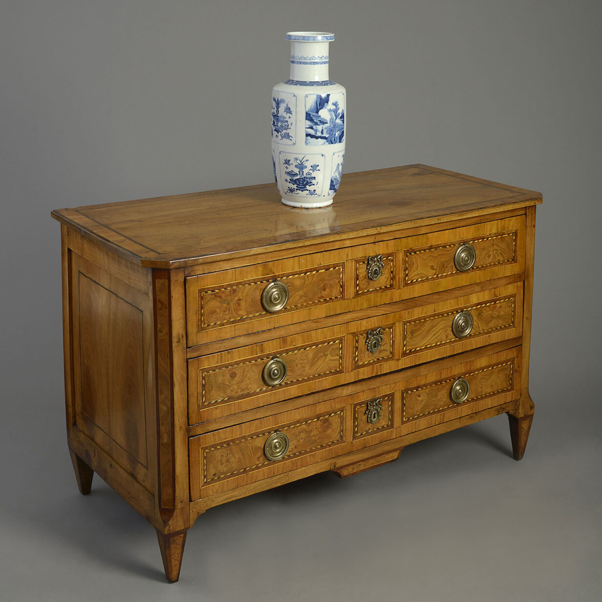 Late 18th Century Louis XVI Period Burr Elm and Walnut Commode