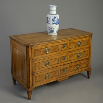 Late 18th Century Louis XVI Period Burr Elm and Walnut Commode