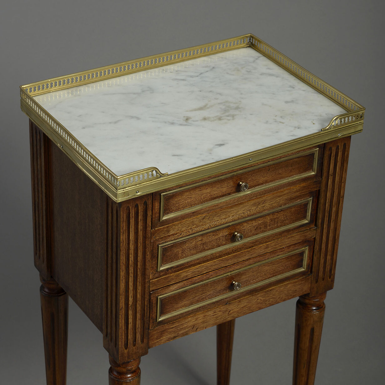 Brass Mounted Mahogany Bedside Cabinet in the Louis XVI Manner