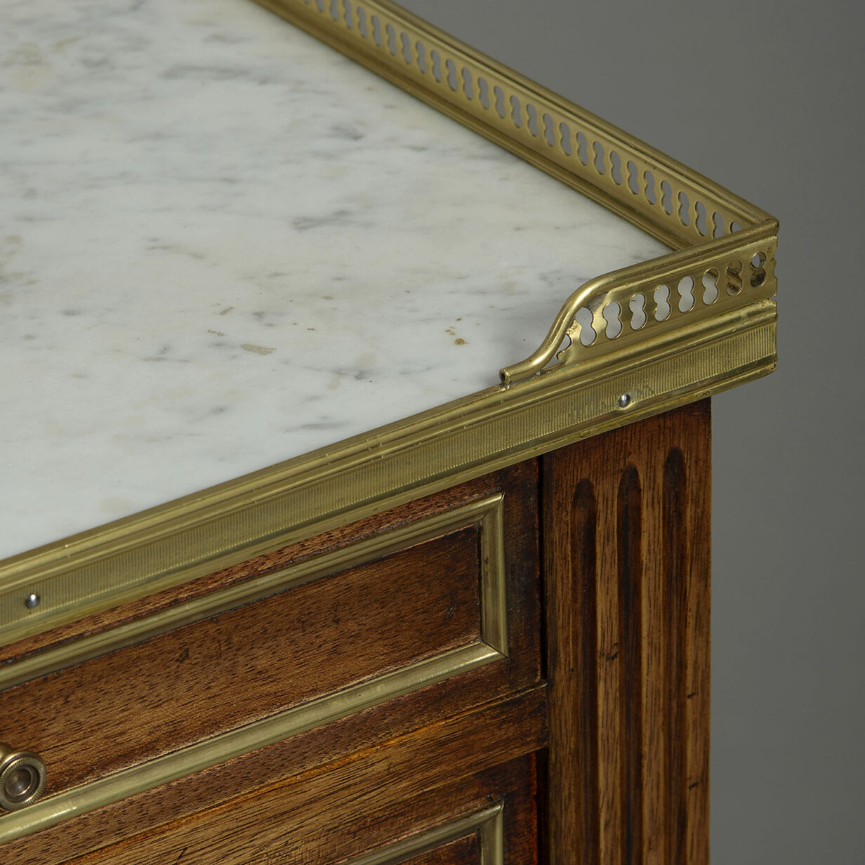 Pair of Brass Mounted Mahogany Bedside Cabinets in the Louis XVI Manner