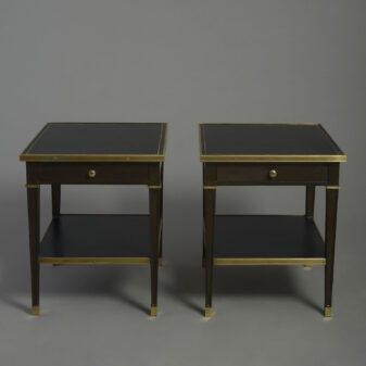 Pair of mid-century ebonised maison jansen end tables