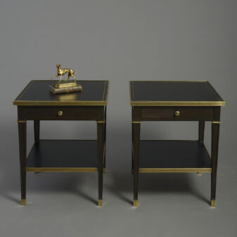 Pair of mid-century ebonised maison jansen end tables