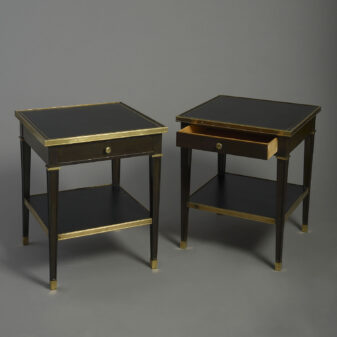 Pair of ebonised end tables