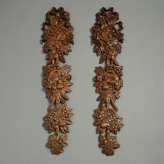 Pair of Carved Oak Wall Drops