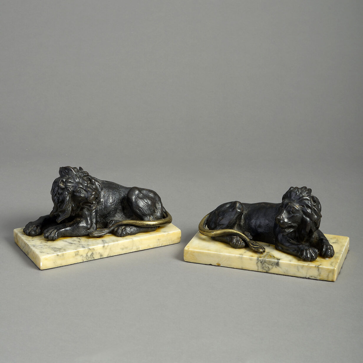 Pair of bronze lions