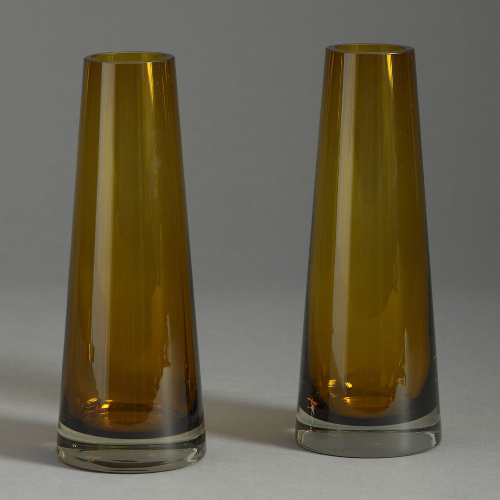 Pair of Midcentury Amber Glass Vases Timothy Langston Fine Art