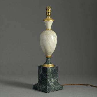20th century faux marble painted wooden table lamp