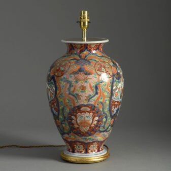 Late 19th century meiji period imari vase lamp