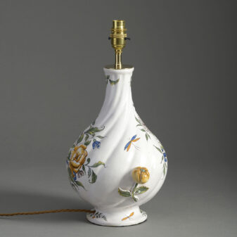 19th century faience pottery vase lamp