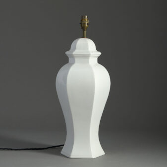 White glazed table lamp