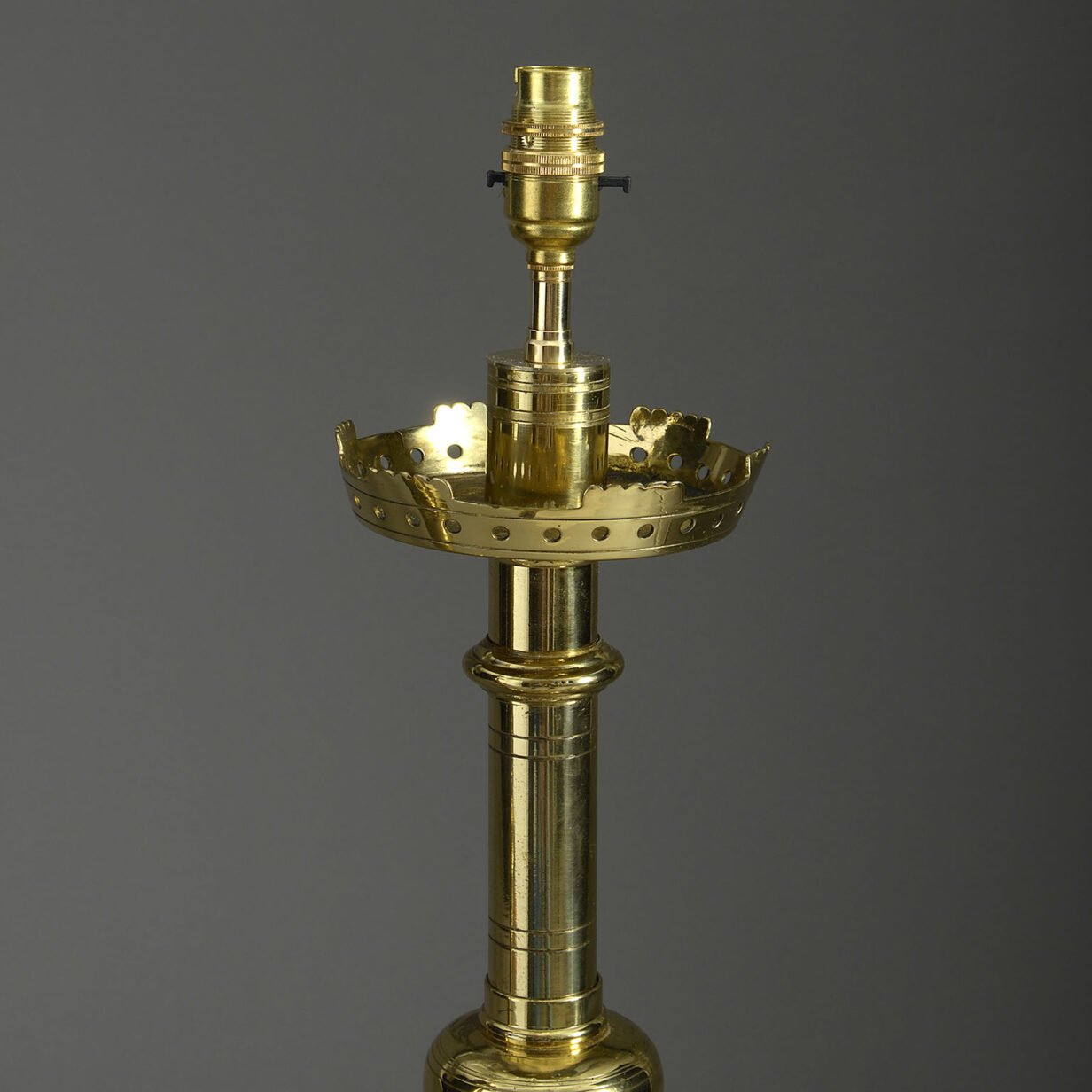 Pair of brass gothic lamps