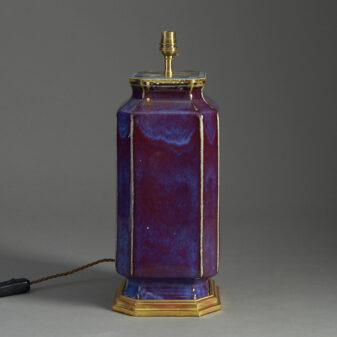 19th century square flambé porcelain vase lamp