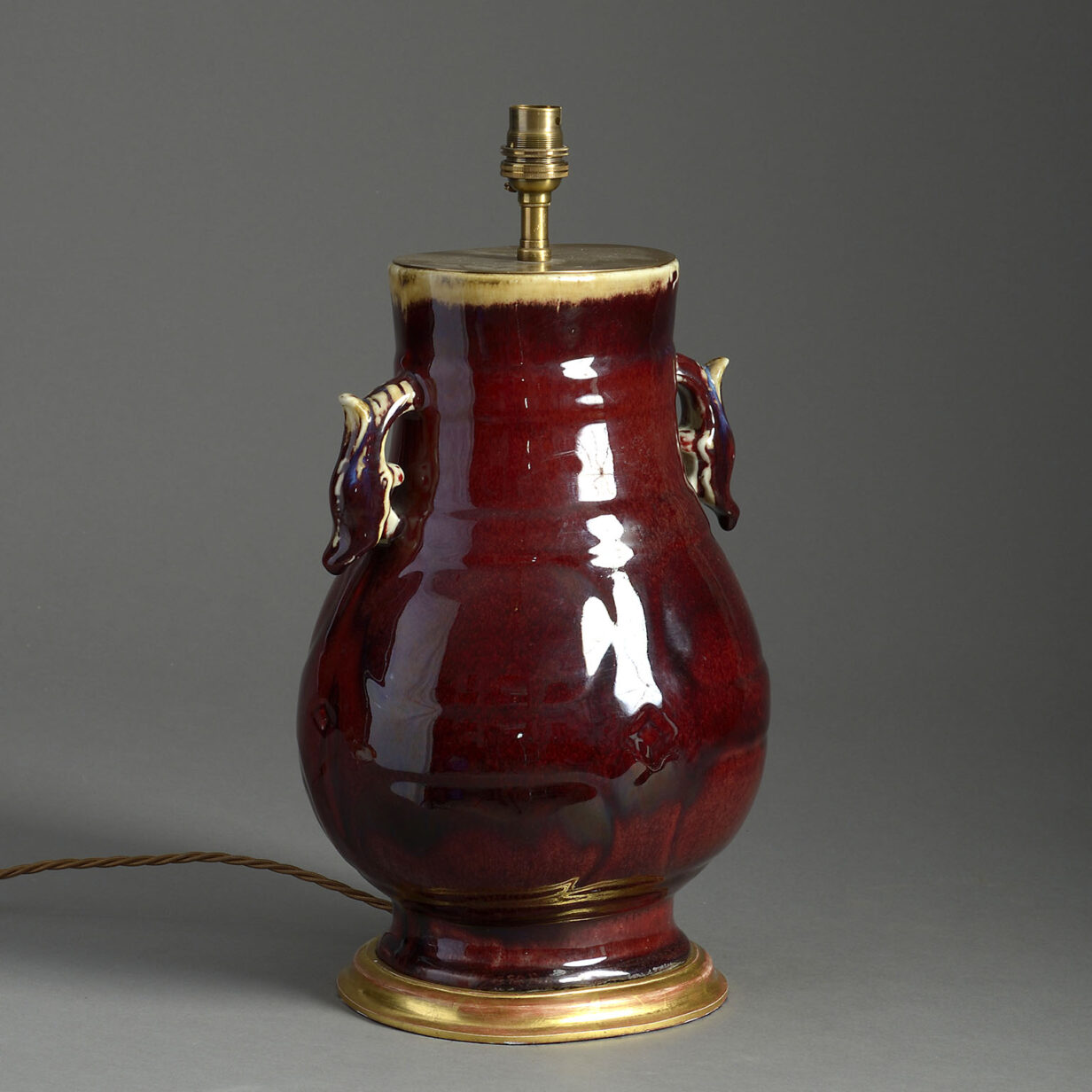 19th century flambé porcelain vase lamp