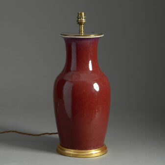 Late 19th century sang de boeuf porcelain vase lamp