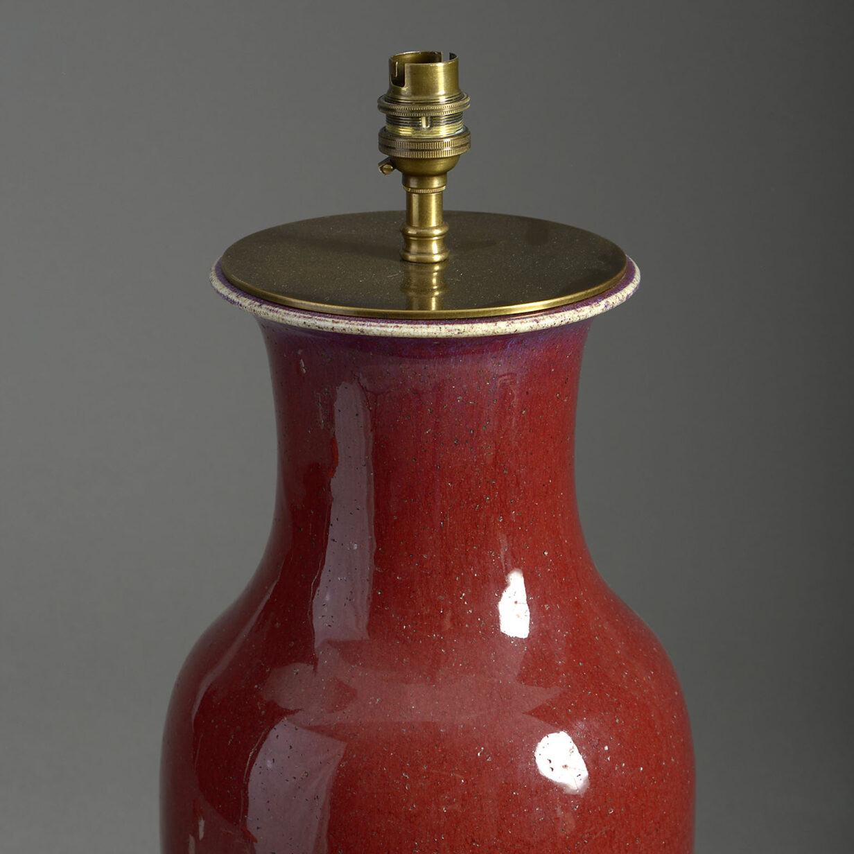 Late 19th century sang de boeuf porcelain vase lamp