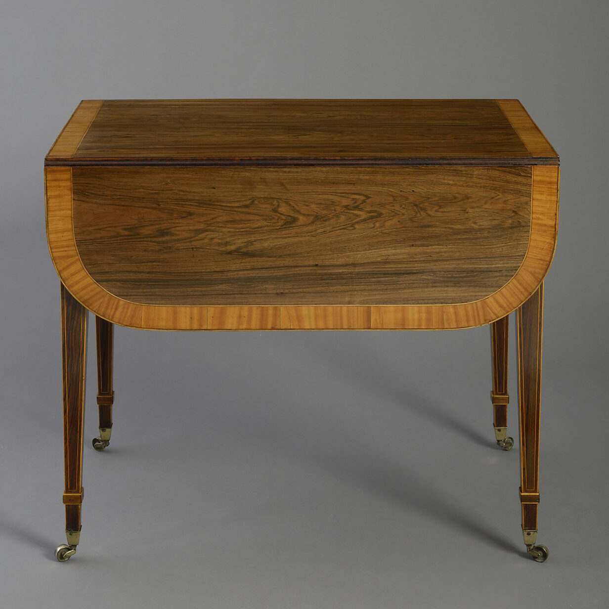 Early 19th century regency period satinwood inlaid rosewood pembroke table