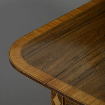 Early 19th century regency period satinwood inlaid rosewood pembroke table