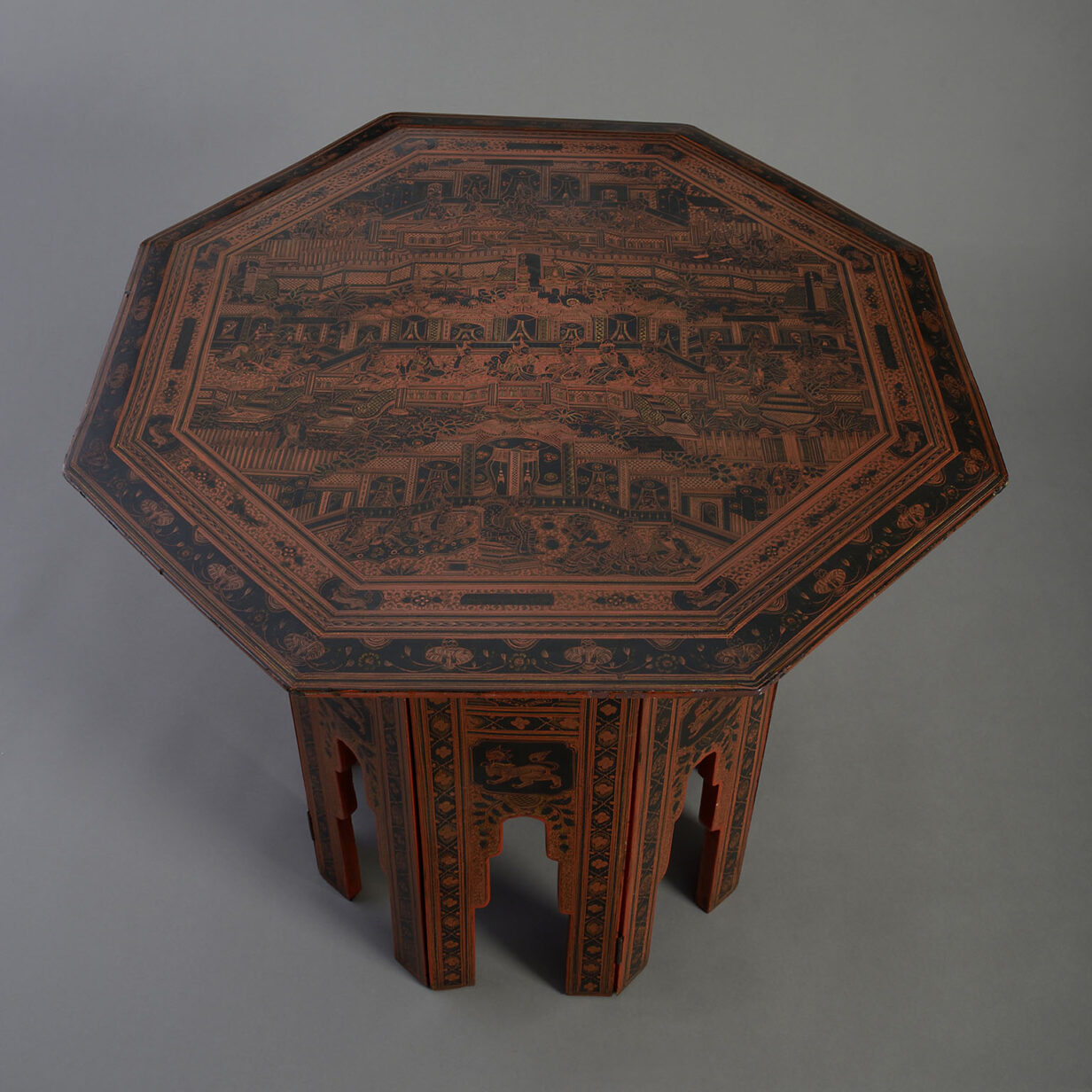 Oriental red lacquer table