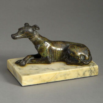 Early 19th century empire period bronze whippet presse-papier