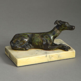 Early 19th century empire period bronze whippet presse-papier