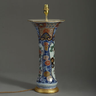 Imari porcelain trumpet vase lamp