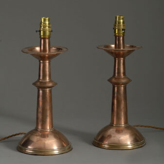 Pair of copper table lamps