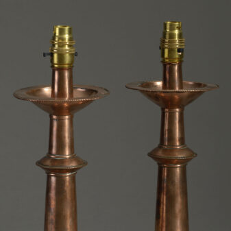 Pair of copper table lamps