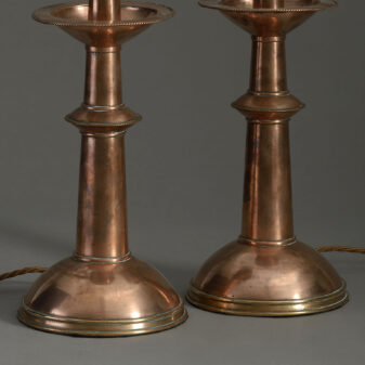Pair of copper table lamps