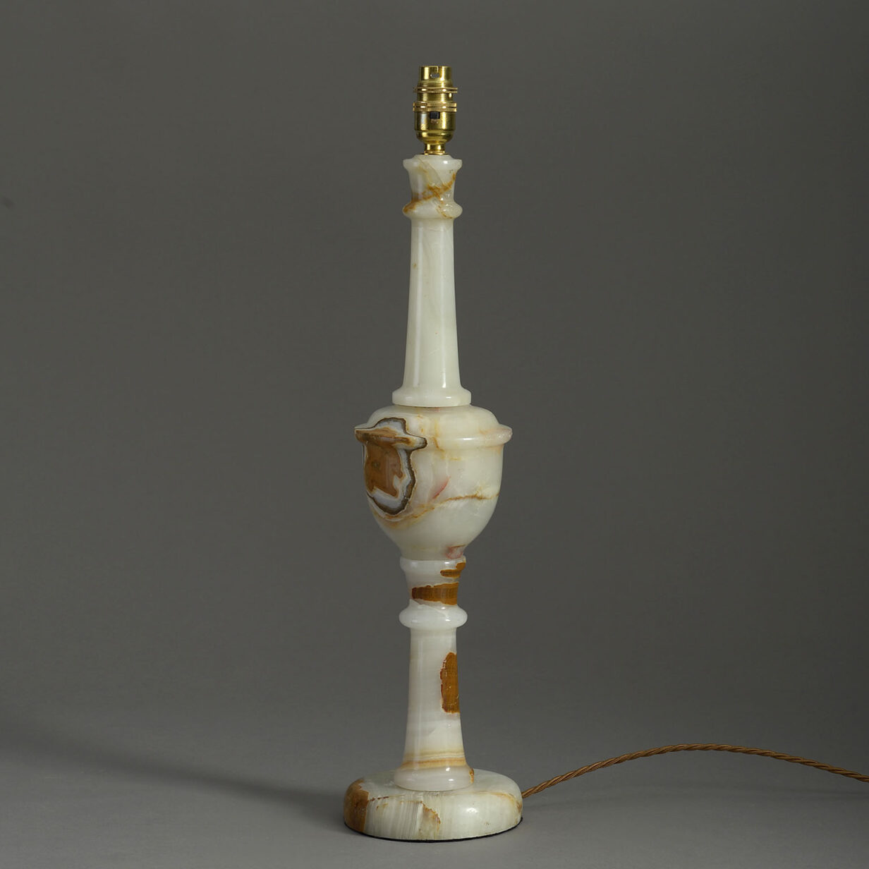 20th century turned alabaster column lamp